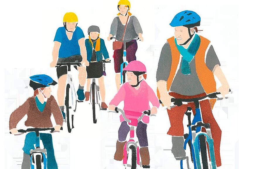 Radfahren Gruppe Illustration Radfahren Gruppe Illustration