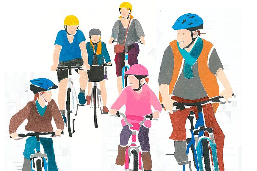 Radfahren Gruppe Illustration Radfahren Gruppe Illustration